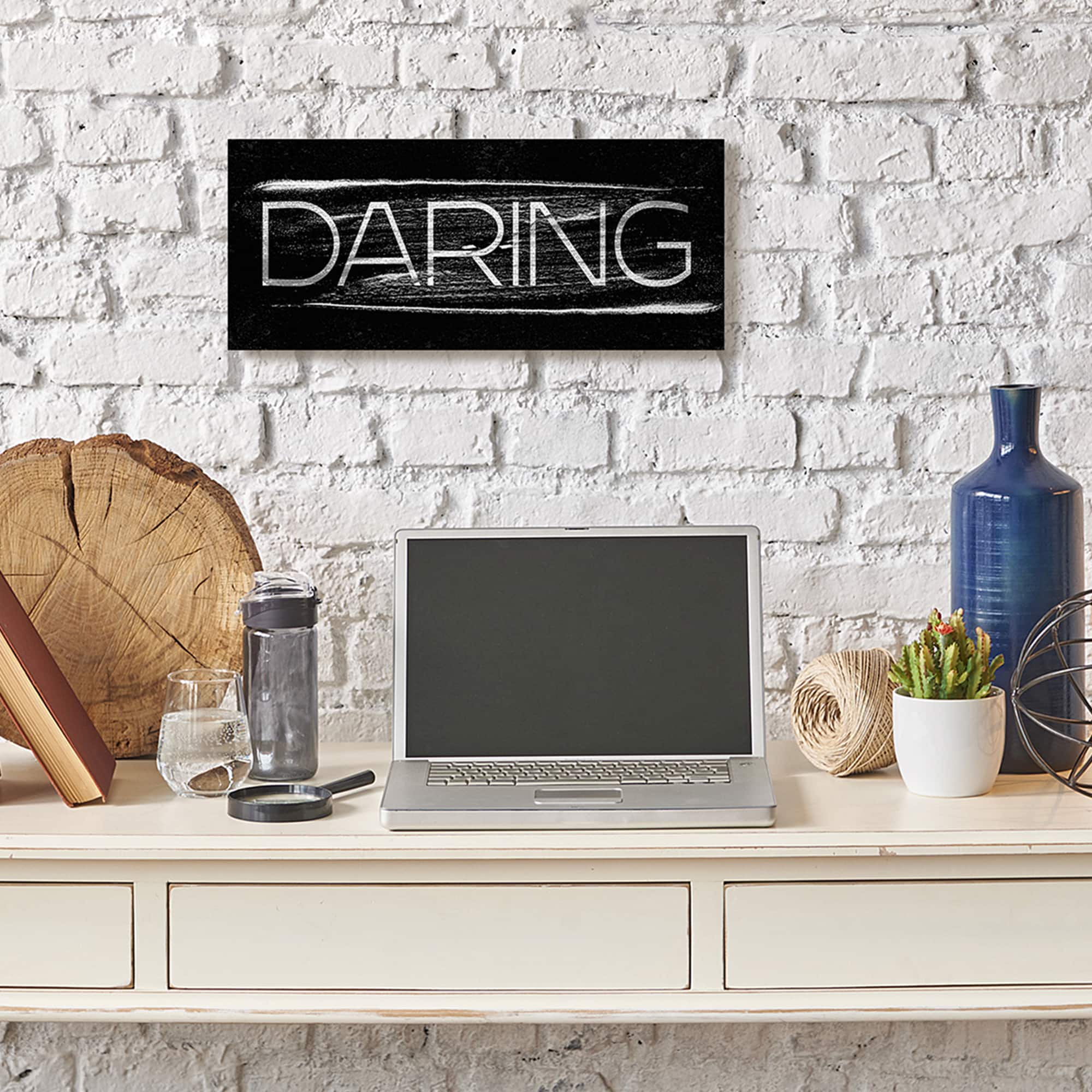 Stupell Industries Bold Daring Text Black White Paint Stroke Inspired Canvas Wall Art